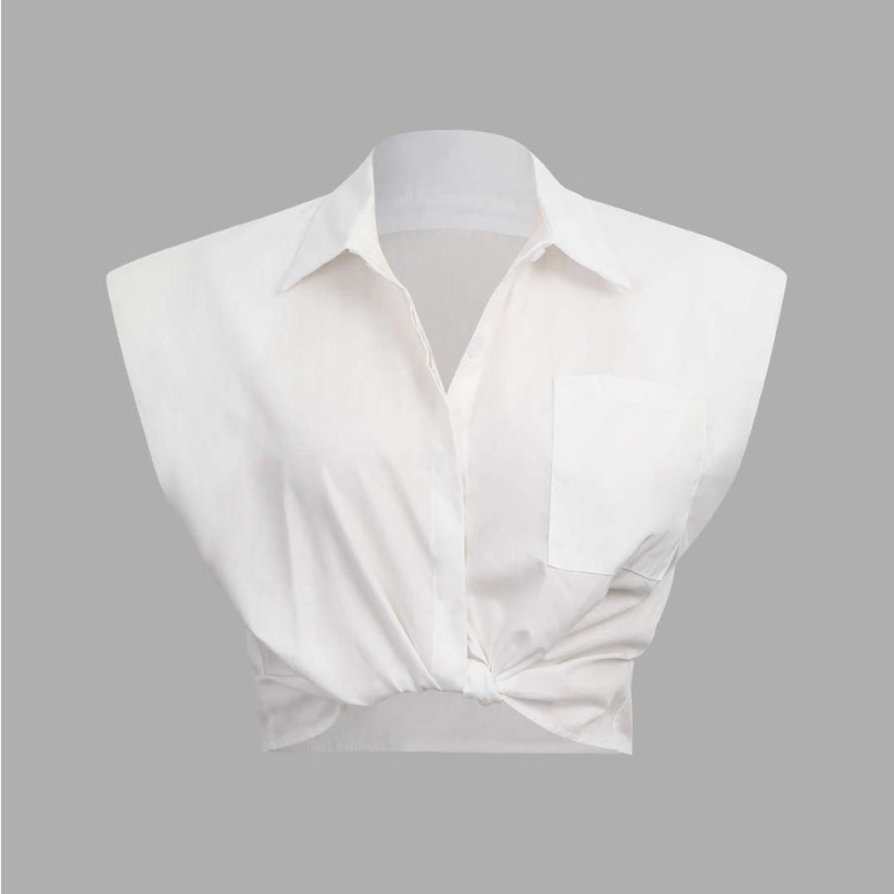 Padded-Shoulder Sleeveless Shirt - WHITE / S
WHITE / S